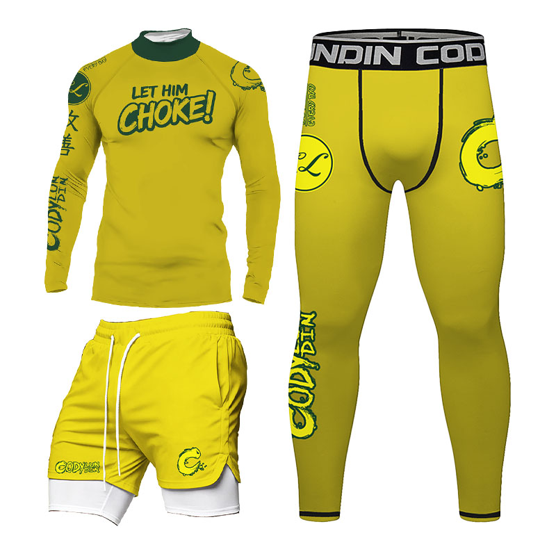 Rash Guard - Ensemble Rashguard BJJ pour hommes, sans